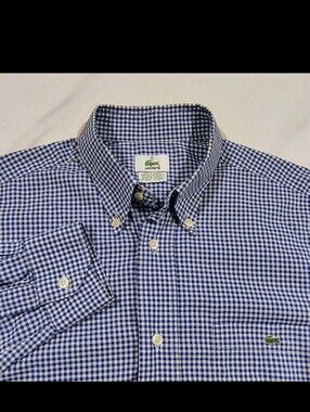 Lacoste Mens Shirt Regular Fit Long Sleeve Casual 38 Cotton Made In France